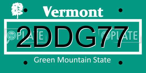 2DDG77 Vermont License Plate