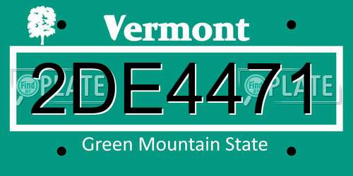 2DE4471 Vermont License Plate