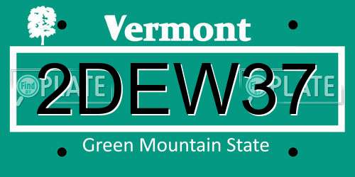 2DEW37 Vermont License Plate