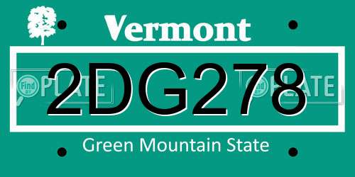 2DG278 Vermont License Plate