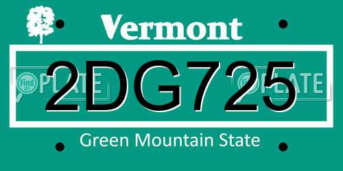 2DG725 Vermont License Plate
