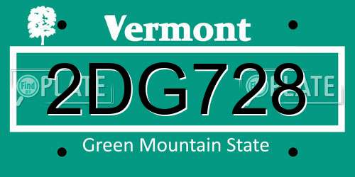 2DG728 Vermont License Plate