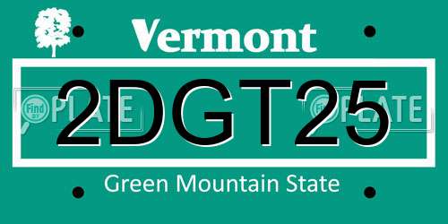 2DGT25 Vermont License Plate