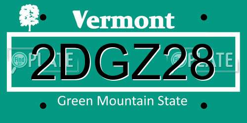 2DGZ28 Vermont License Plate