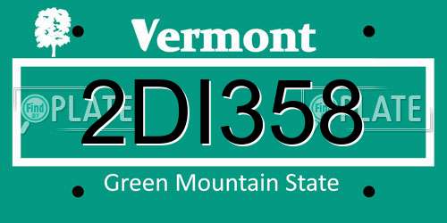 2DI358 Vermont License Plate