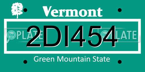 2DI454 Vermont License Plate