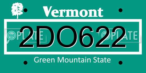 2DO622 Vermont License Plate