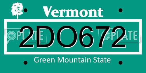 2DO672 Vermont License Plate