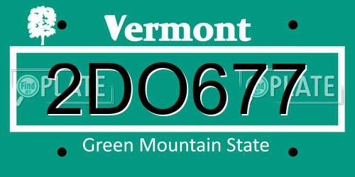 2DO677 Vermont License Plate