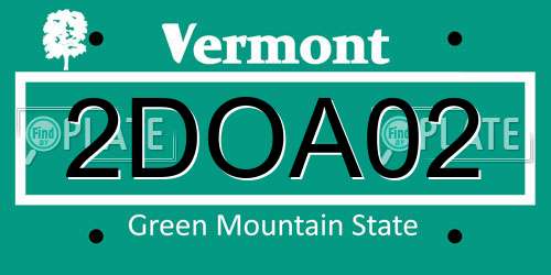 2DOA02 Vermont License Plate