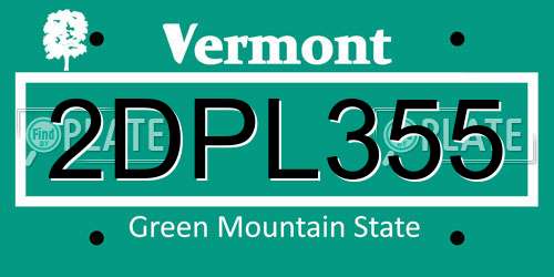2DPL355 Vermont License Plate