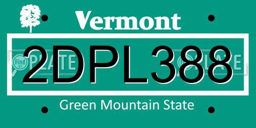 2DPL388 Vermont License Plate
