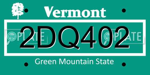 2DQ402 Vermont License Plate