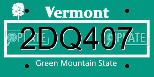 2DQ407 Vermont License Plate