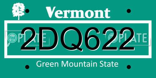 2DQ622 Vermont License Plate