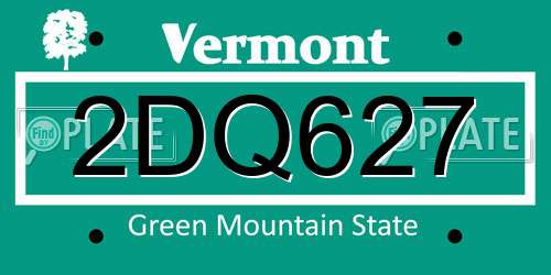 2DQ627 Vermont License Plate