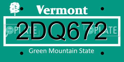 2DQ672 Vermont License Plate