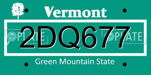 2DQ677 Vermont License Plate