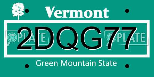 2DQG77 Vermont License Plate