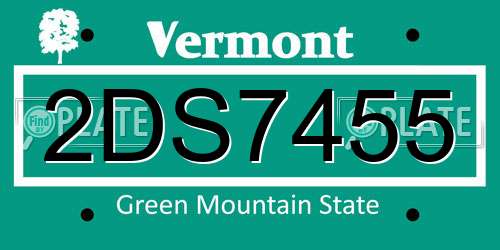 2DS7455 Vermont License Plate