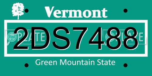 2DS7488 Vermont License Plate