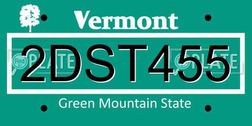 2DST455 Vermont License Plate