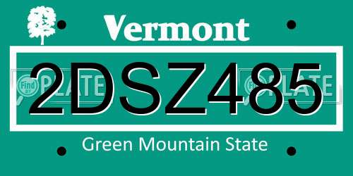 2DSZ485 Vermont License Plate