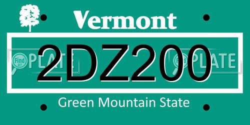 2DZ200 Vermont License Plate