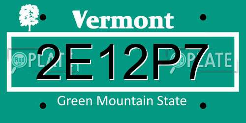 2E12P7 Vermont License Plate