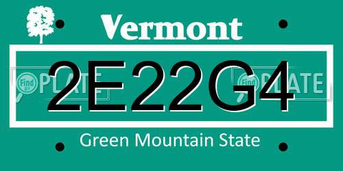 2E22G4 Vermont License Plate