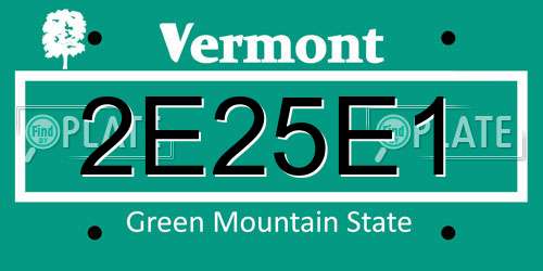 2E25E1 Vermont License Plate
