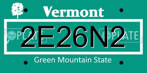 2E26N2 Vermont License Plate