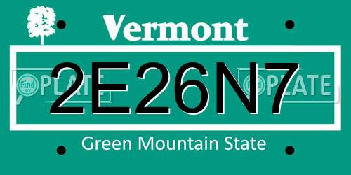 2E26N7 Vermont License Plate