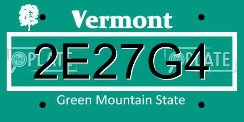 2E27G4 Vermont License Plate
