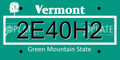 2E40H2 Vermont License Plate