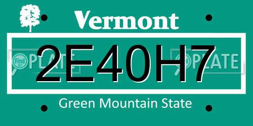 2E40H7 Vermont License Plate