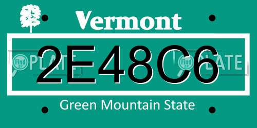 2E48C6 Vermont License Plate