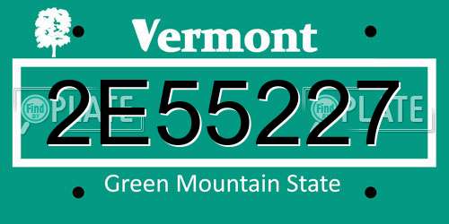 2E55227 Vermont License Plate