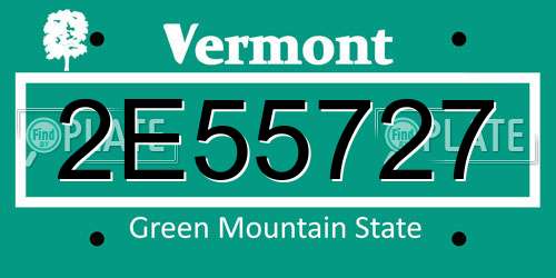 2E55727 Vermont License Plate