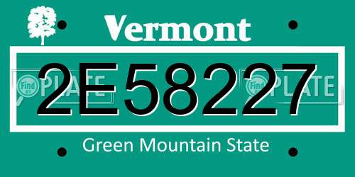 2E58227 Vermont License Plate