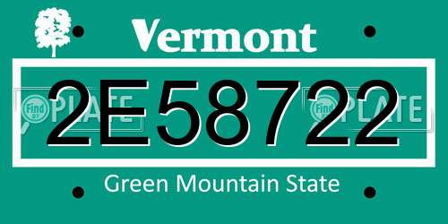 2E58722 Vermont License Plate