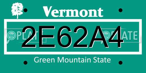 2E62A4 Vermont License Plate