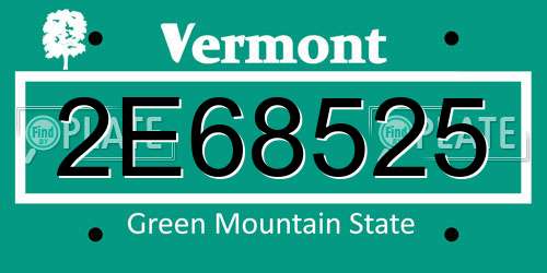 2E68525 Vermont License Plate