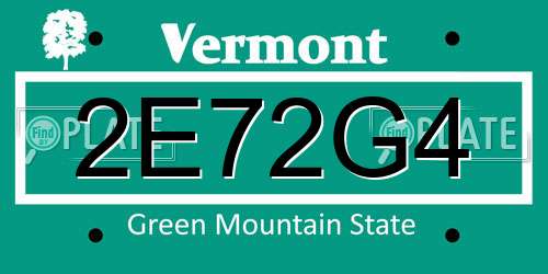 2E72G4 Vermont License Plate