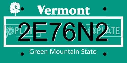 2E76N2 Vermont License Plate