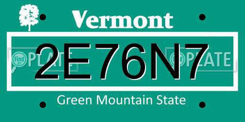 2E76N7 Vermont License Plate