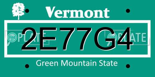 2E77G4 Vermont License Plate