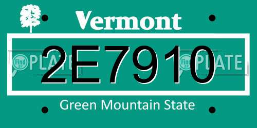2E7910 Vermont License Plate