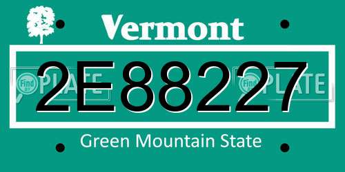 2E88227 Vermont License Plate