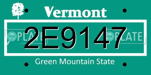 2E9147 Vermont License Plate